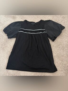 LOFT Black Top with Light Blue Logo